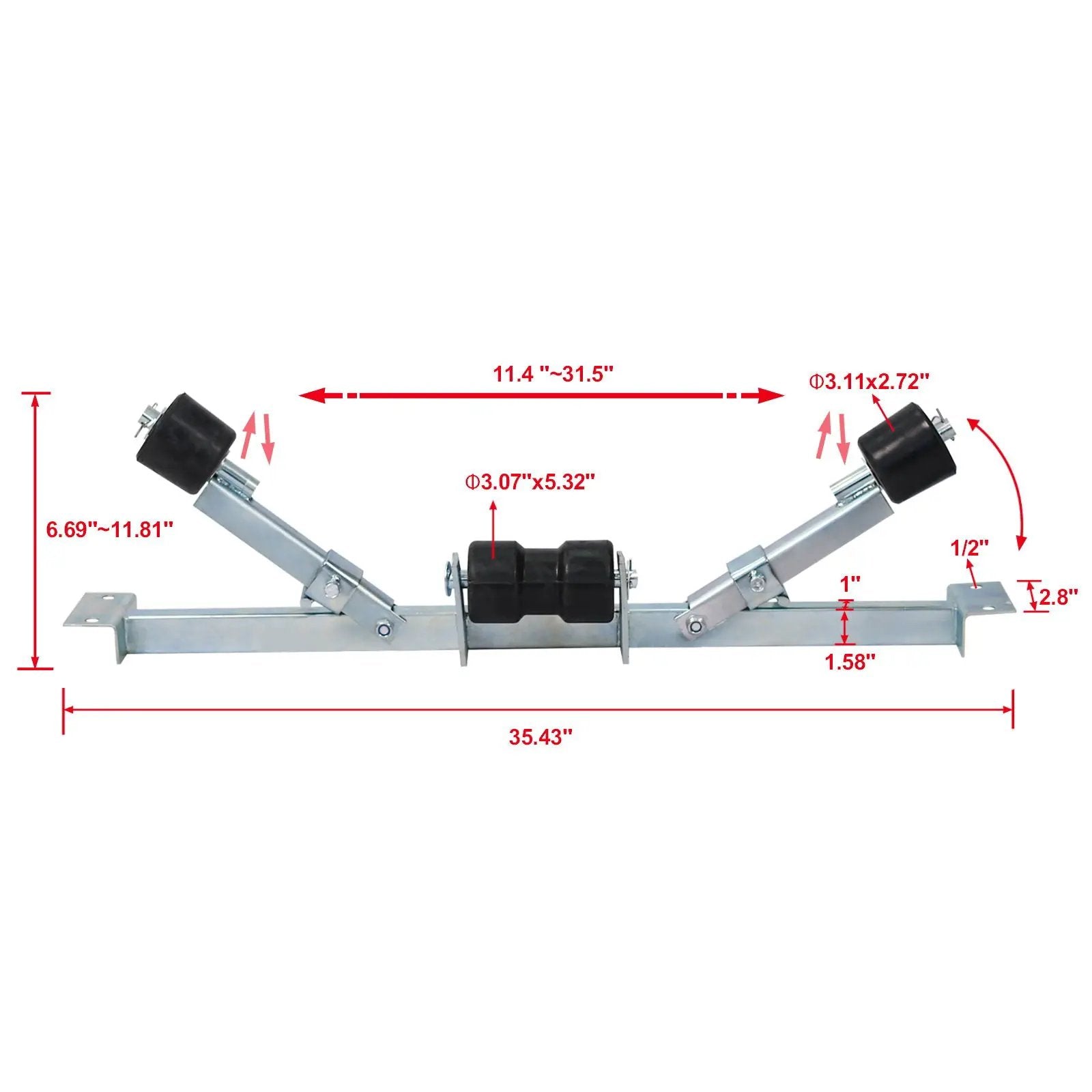 Heavy Duty Boat Trailer Support Bracket with Keel Rollers by HouseOfZazla