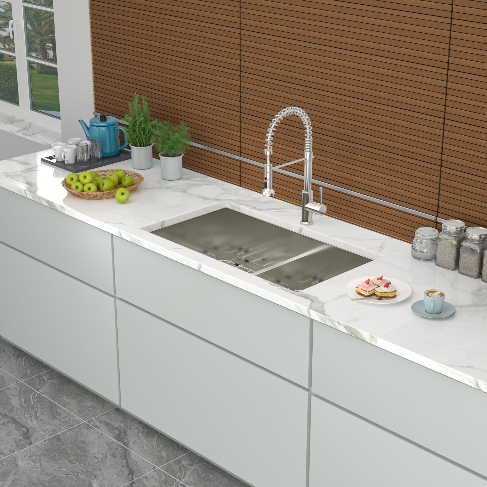 Modern Double Bowl Undermount Sink Design With 10" Deep Basins by HouseOfZazla