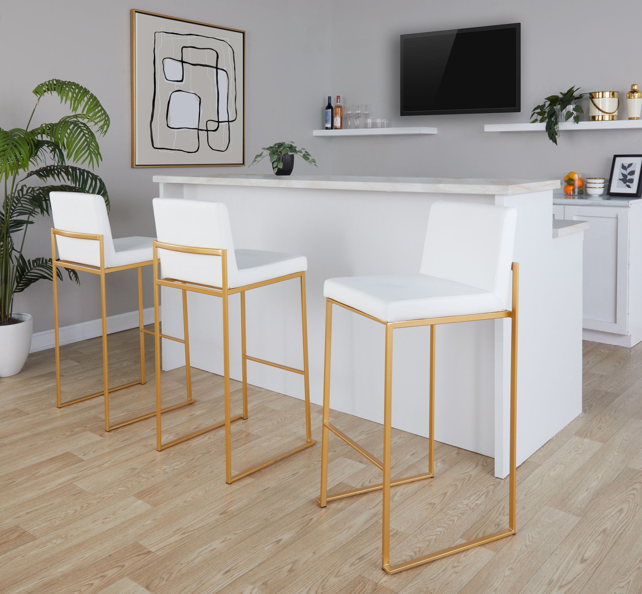 Fuji - Contemporary Design High Back Barstool by Unique Piece Furniture