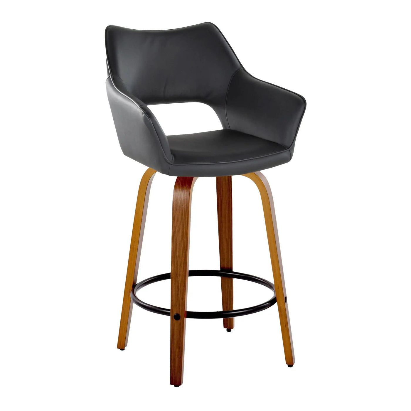 Mustang - Contemporary Fixed Height Counter Stool With Swivel With Round Footrest (Set of 2) by HouseOfZazla