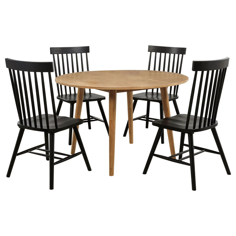 Andrews 5-piece Round Dining Table Set Light Ash and Black by Unique Piece Furniture