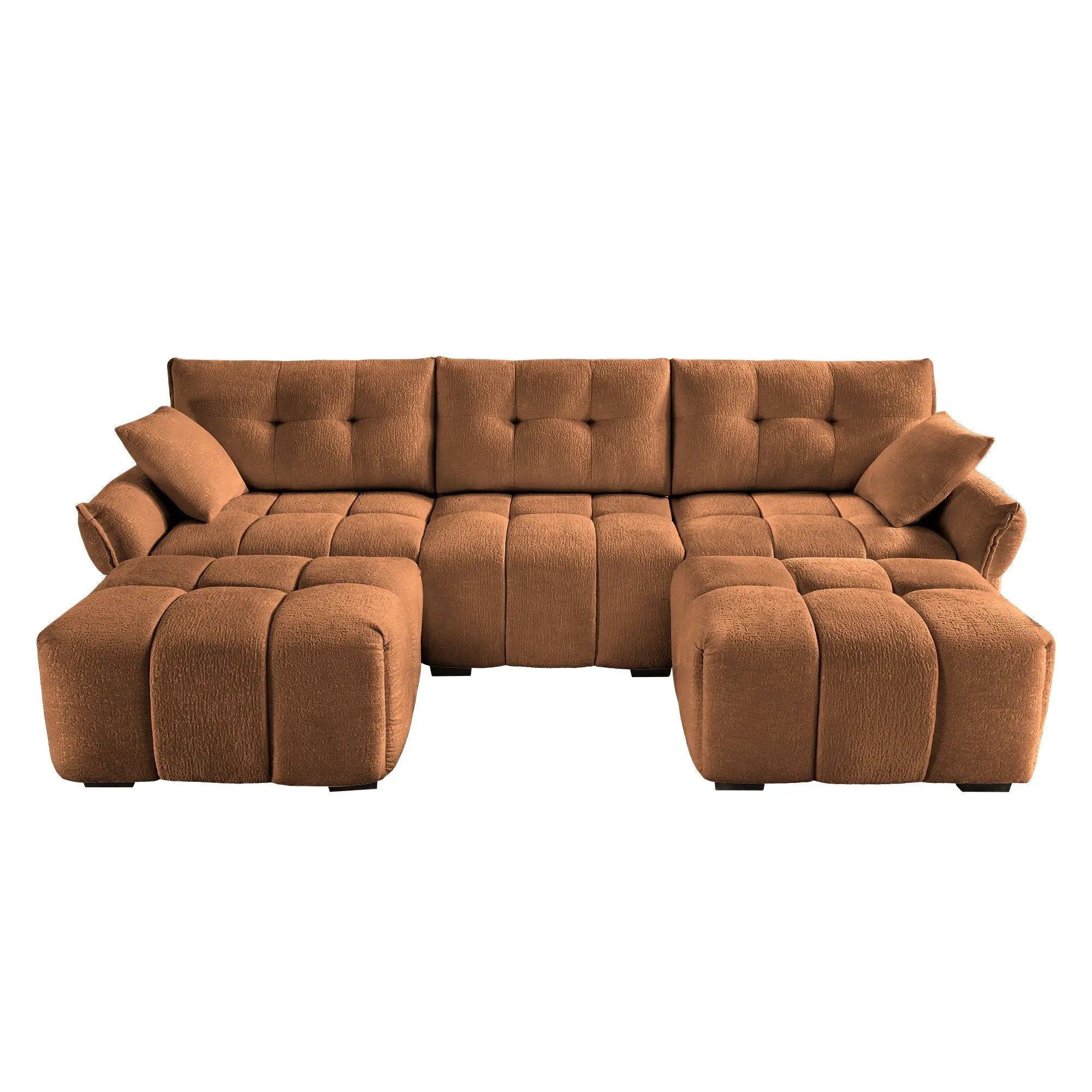 Sofa Set With Ottoman And Pillows, Textured, High Resilience Cushions by HouseOfZazla