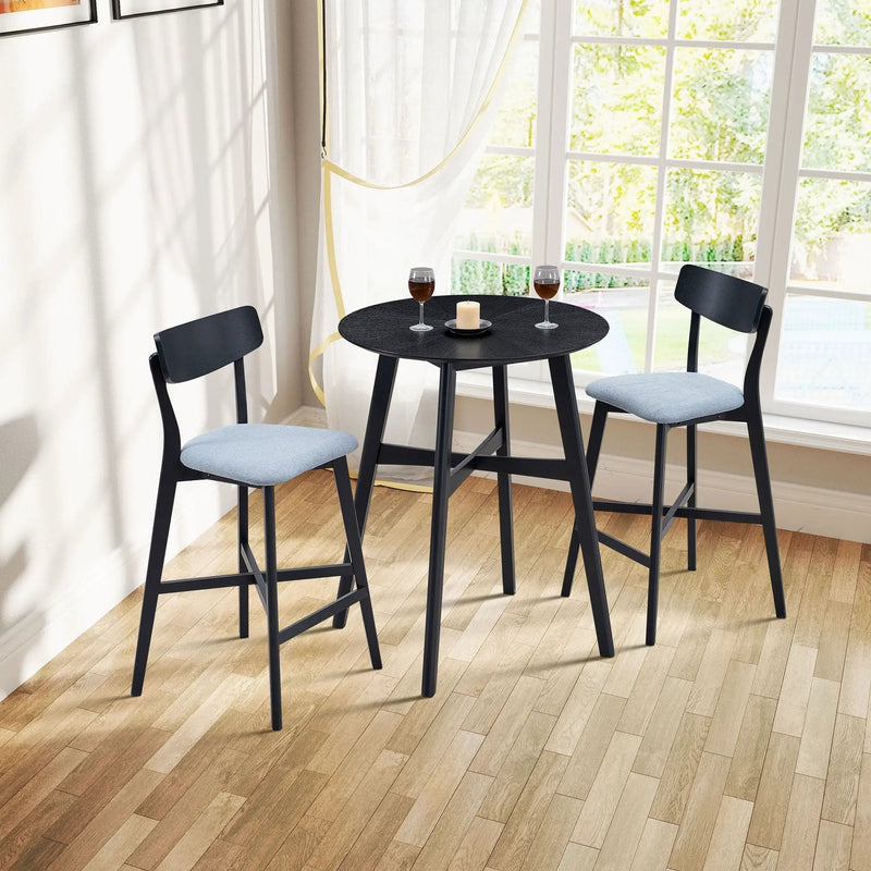Wooden Bar Chairs Set of 2, Modern Soft Upholstered Kitchen Island Chairs by HouseOfZazla