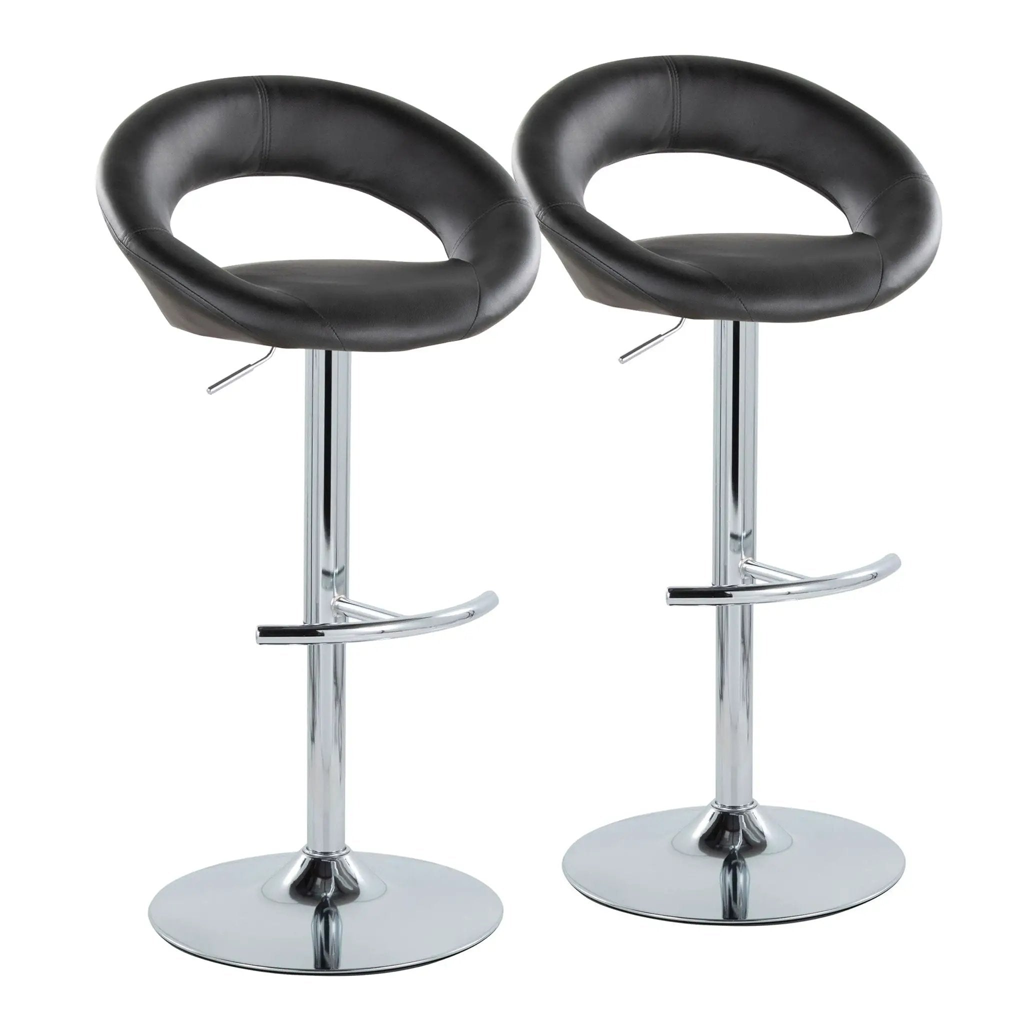Posh - Contemporary Adjustable Barstool With Swivel With Rounded T Footrest (Set of 2) by Unique Piece Furniture
