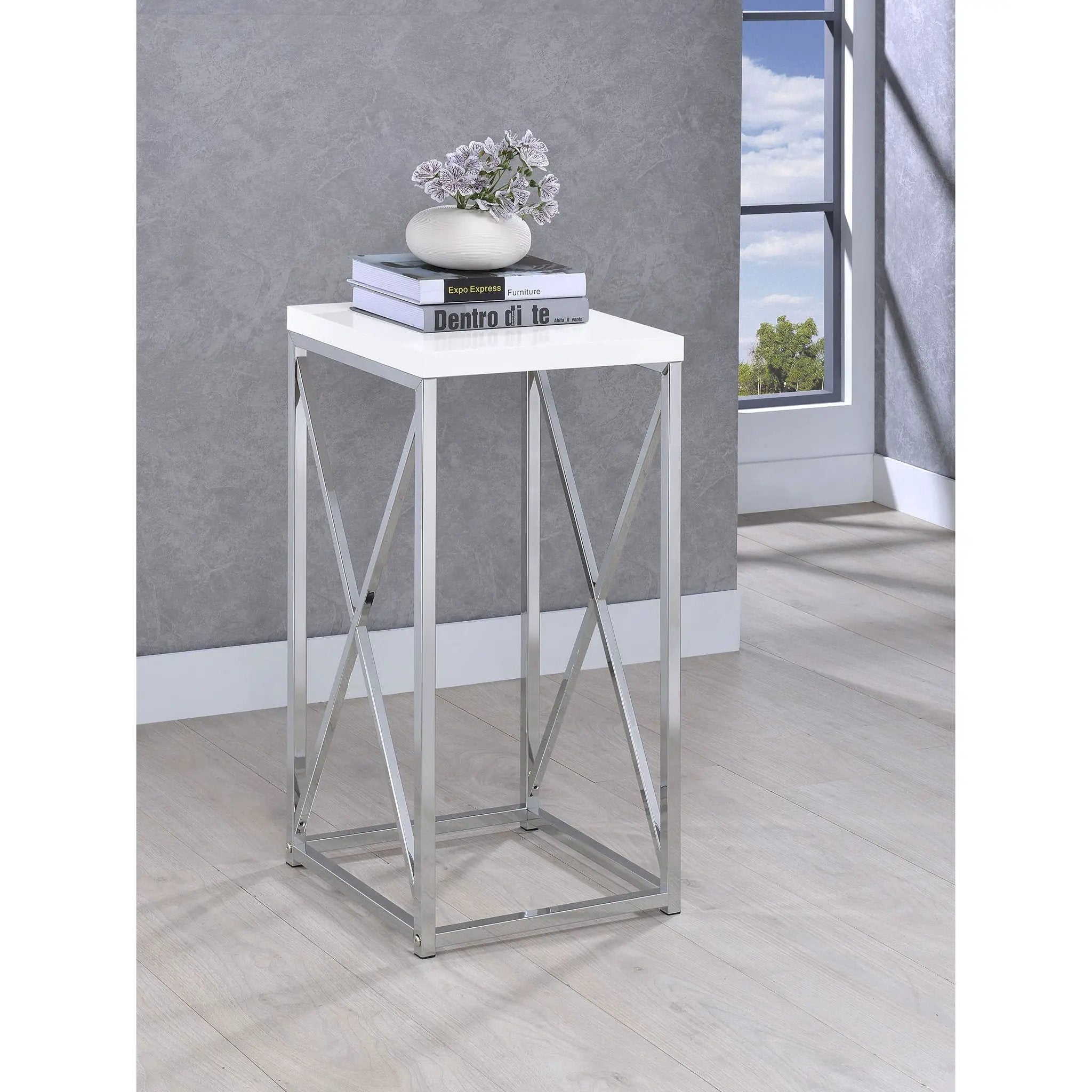 Accent Table With Accents - Glossy White by HouseOfZazla