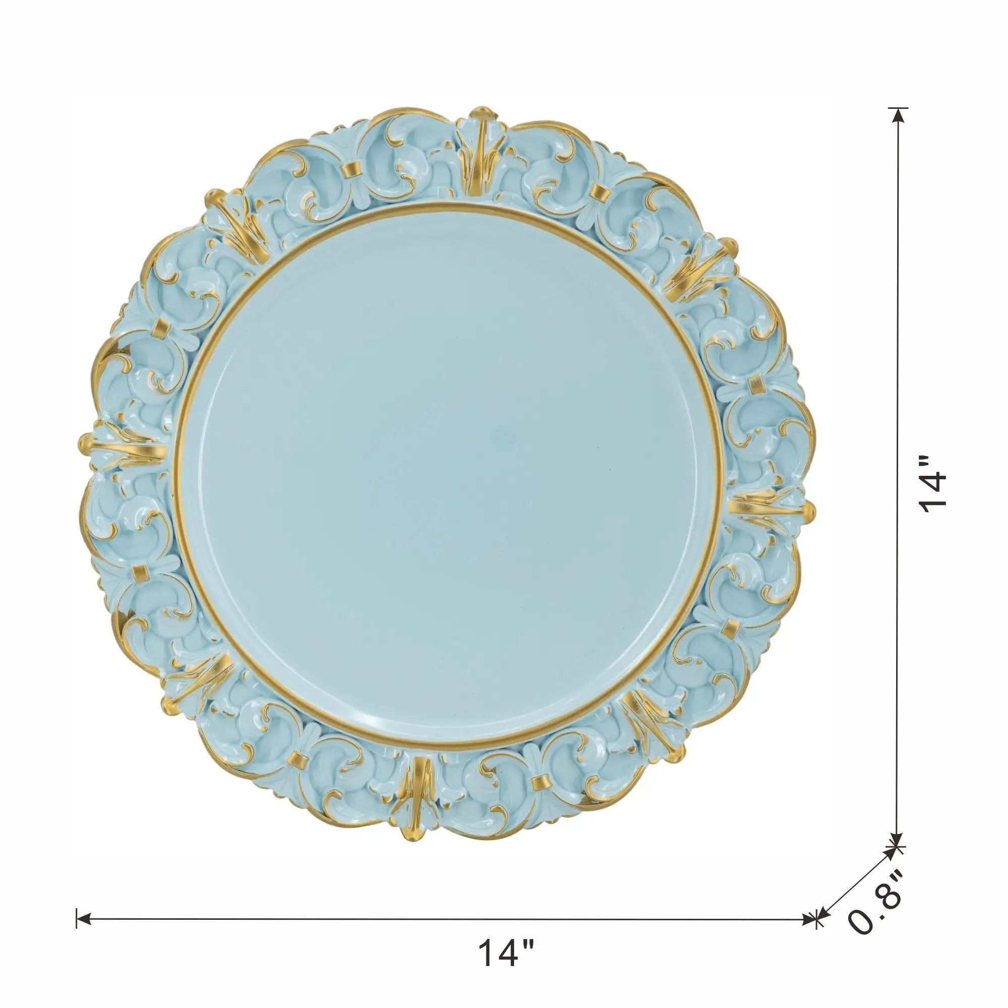 Plastic Charger Plate (Set of 6) - Blue / Gold by Unique Piece Furniture