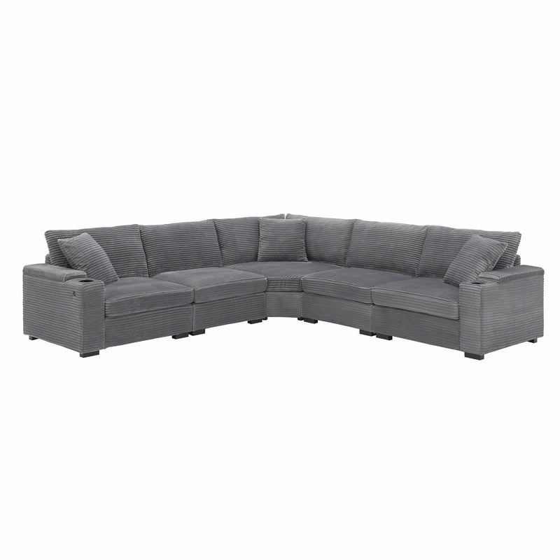 Convertible L Shaped Sectional Corner Couch With Armrest Storage Cup Holders USB Charger, Irregular Corner Oversized Comfy Modular Sofa by HouseOfZazla