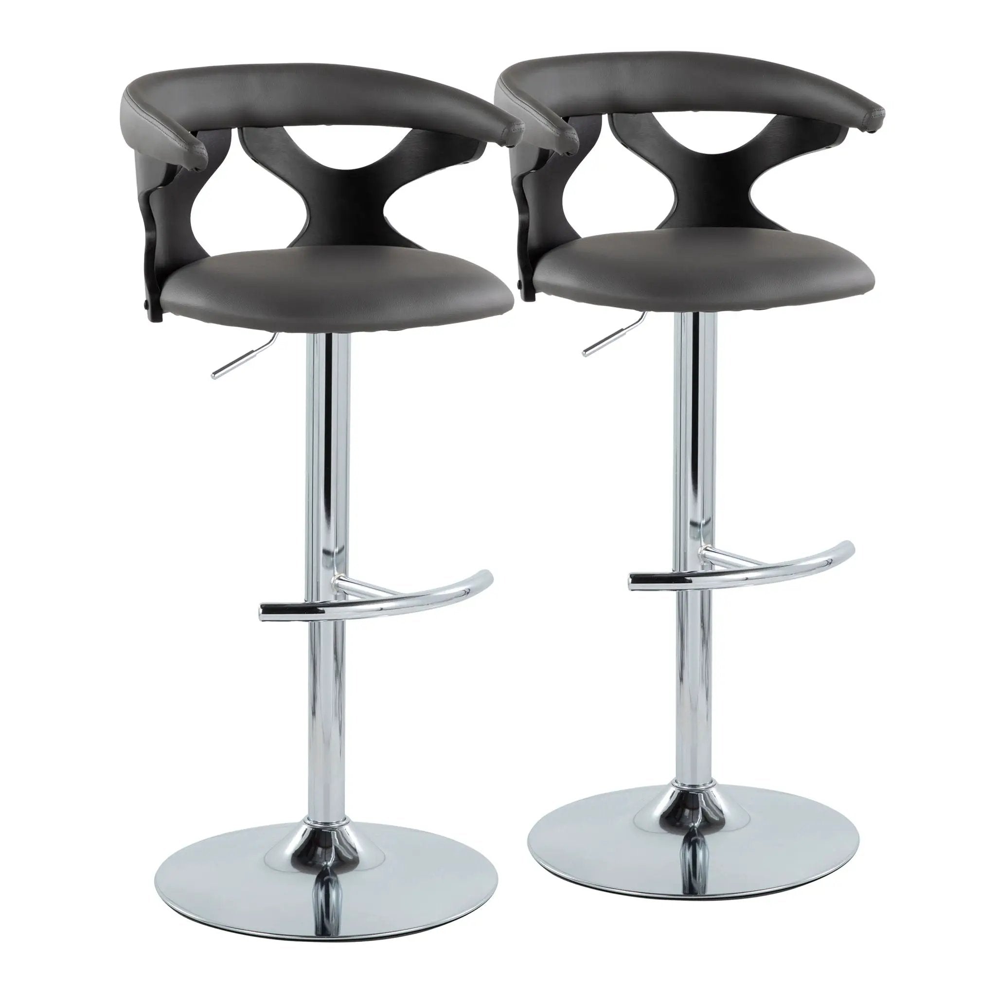 Gardenia - Contemporary Adjustable Barstool & Swivel, Rounded T Footrest (Set of 2) by Unique Piece Furniture