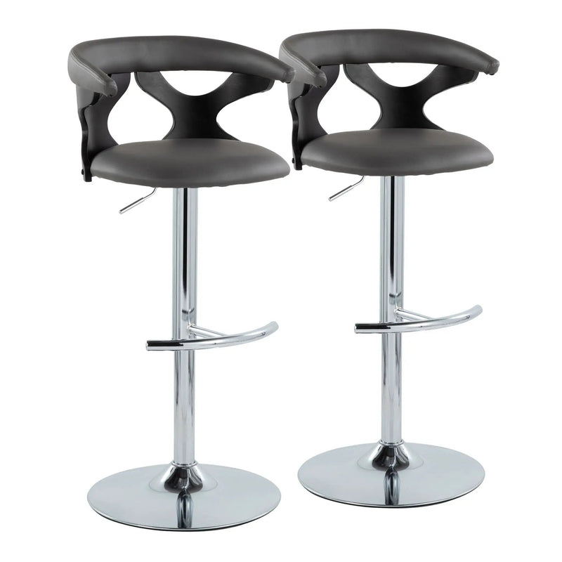 Gardenia - Contemporary Adjustable Barstool & Swivel, Rounded T Footrest (Set of 2) by HouseOfZazla