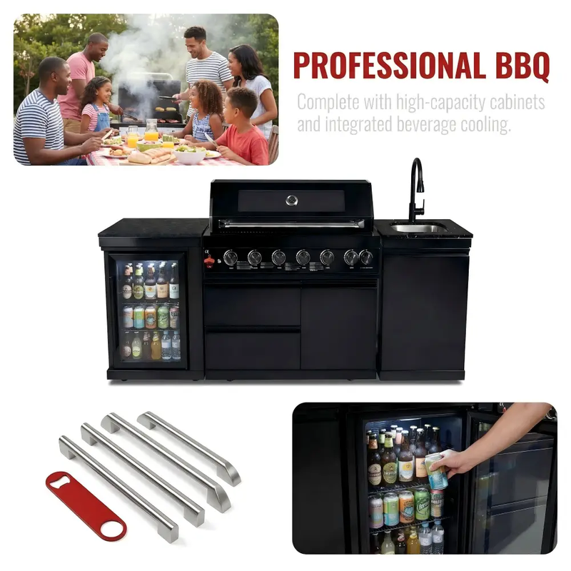 6-Burner Stainless Steel Propane Gas Outdoor Kitchen Barbecue Island Grill by HouseOfZazla