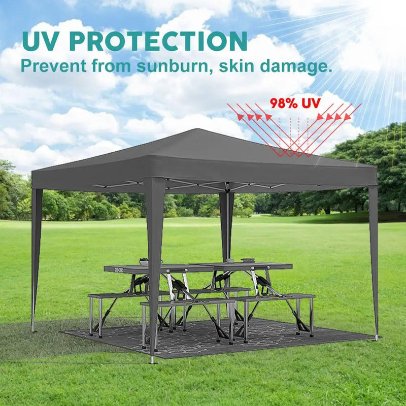 10'X10' Folding Canopy With 4 Removable Sidewalls Outdoor Event Shelter UPF 50+ Gazebo Portable Tents For Parties Beach Camping Wedding Ez Pop Up Canopy 4 Pieces Weight Bag + Carry Bag by Unique Piece Furniture