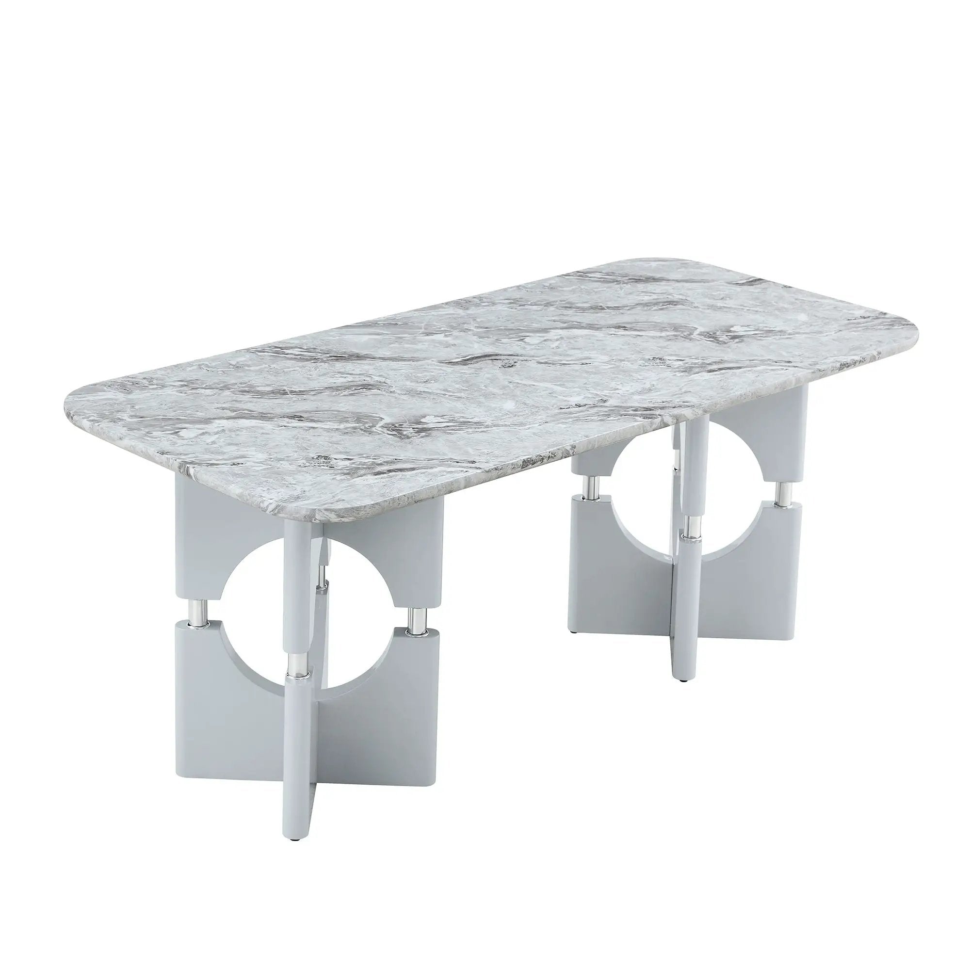 Modern Dining Table With Sleek Hollow-Out Frame And Accents by Unique Piece Furniture