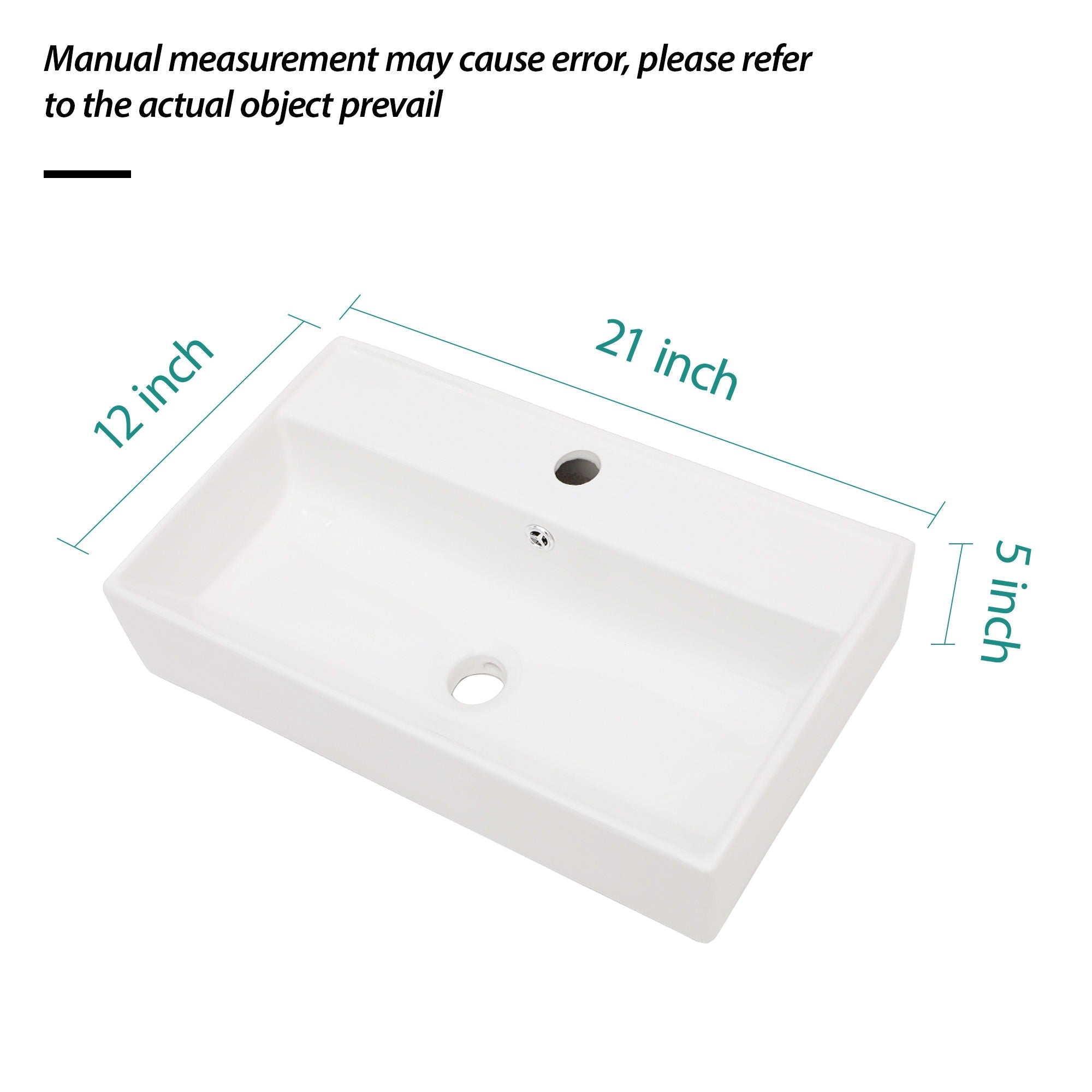 Modern Ceramic Rectangular Wall Mounted Bathroom Sink With Faucet Hole & Overflow by HouseOfZazla