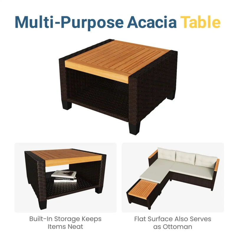 L-Shaped Patio Set With Cushions And Storage Table by HouseOfZazla