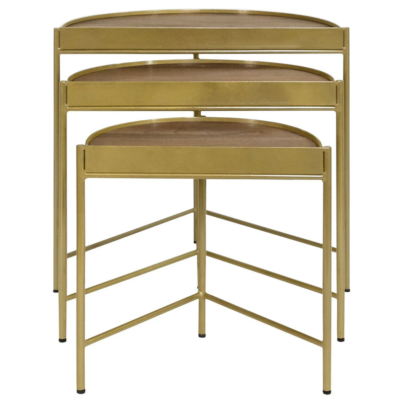Tristen 3-Piece Demilune Nesting Table Brown and Gold by Unique Piece Furniture