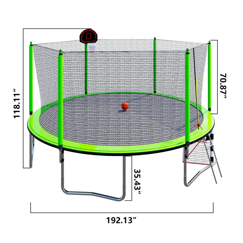 16Ft Trampoline With Basketball Hoop Pump And Ladder (Inner Safety Enclosure) With Soccer Goal by HouseOfZazla