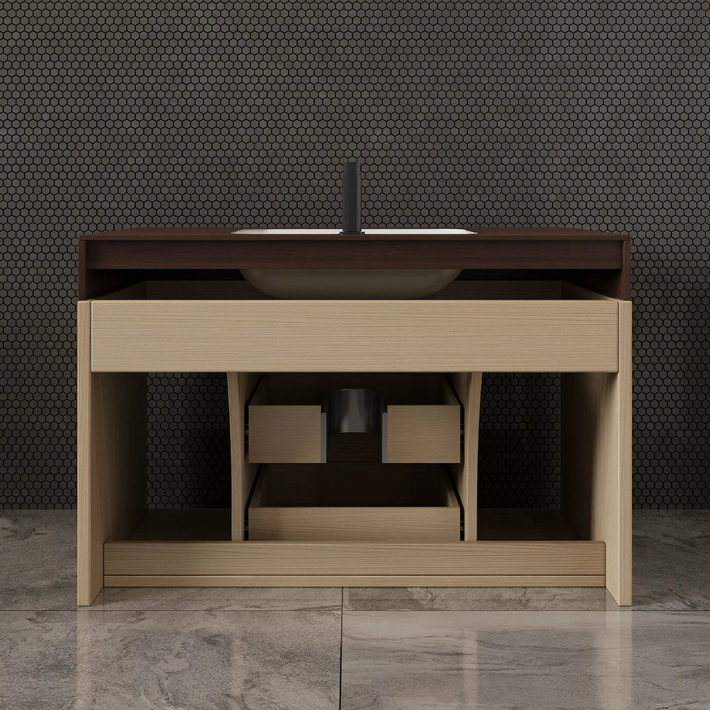 29.9" Modern Floating Bathroom Vanity with Sintered Stone Top by HouseOfZazla