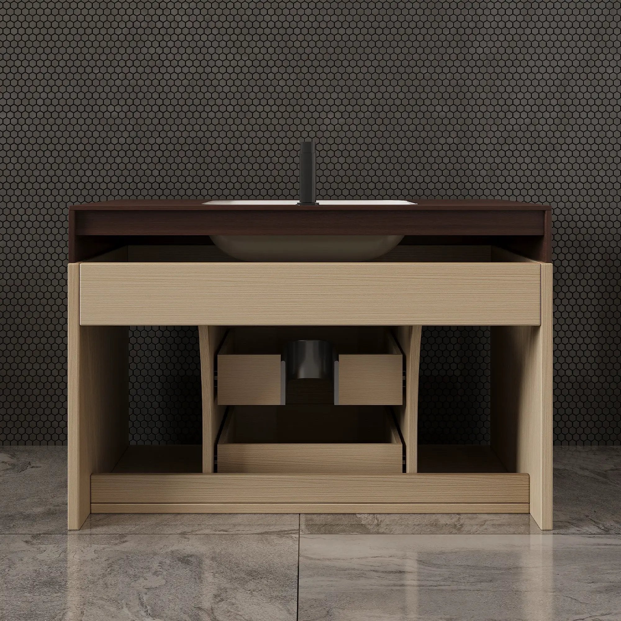 29.9" Modern Floating Bathroom Vanity with Sintered Stone Top by HouseOfZazla
