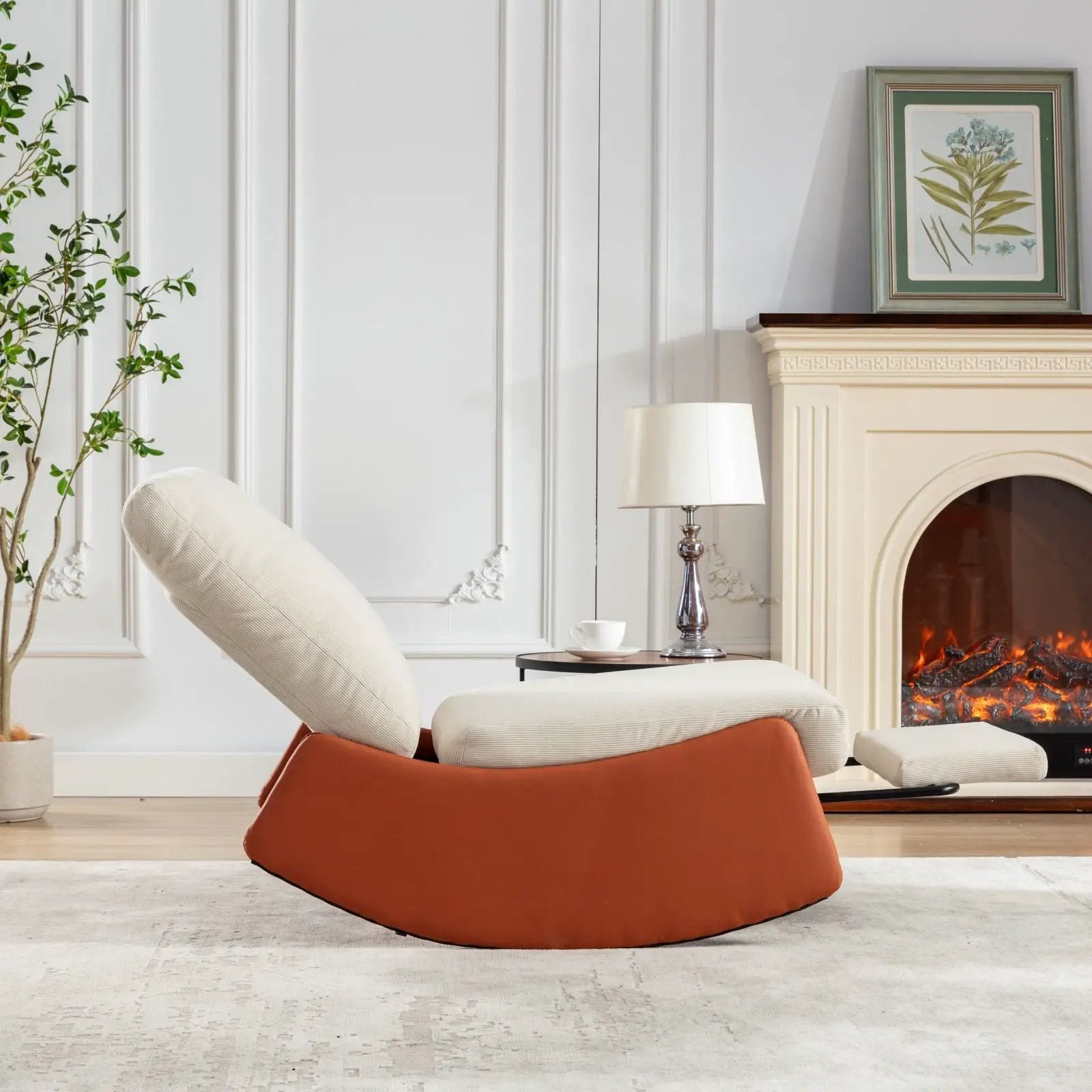 Modern Rocking Chair Recliner, Comfy Rocker Nursery Chair With Footrest, Accent Reading Chair, Upholstered Lounge Chair For Relaxing, Resting, Soft Padded Rocker For Indoor Living Room Bedroom by HouseOfZazla