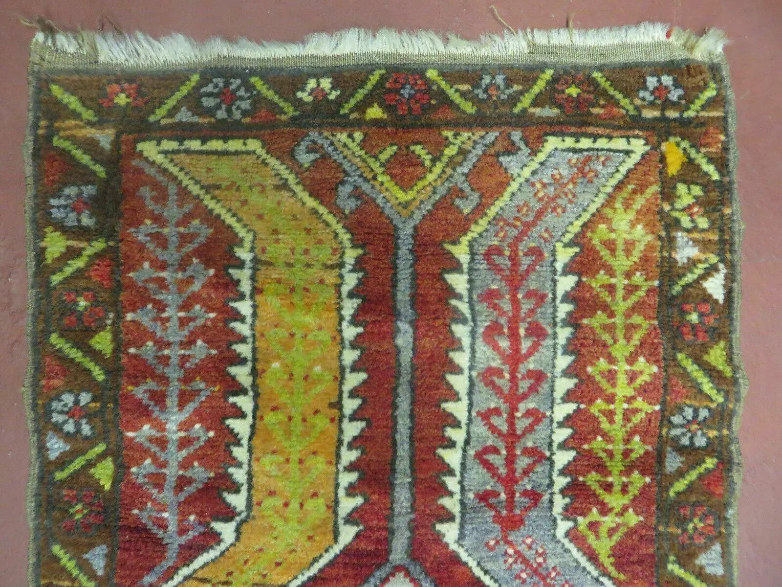 Small Turkish Yastik Rug 1.9 x 2.10, Antique Handmade Oushak Carpet by Jewel Rugs