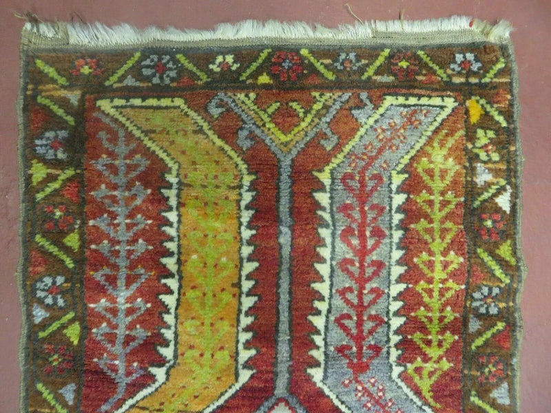 Small Turkish Yastik Rug 1.9 x 2.10, Antique Handmade Oushak Carpet by Jewel Rugs