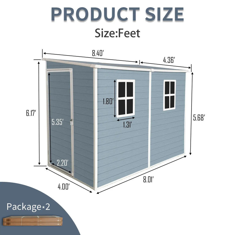 Outdoor Storage Shed With Floor Resin Shed With Two-Window, Waterproof, Lockable Doors For Patio, Yard, Lawn by HouseOfZazla