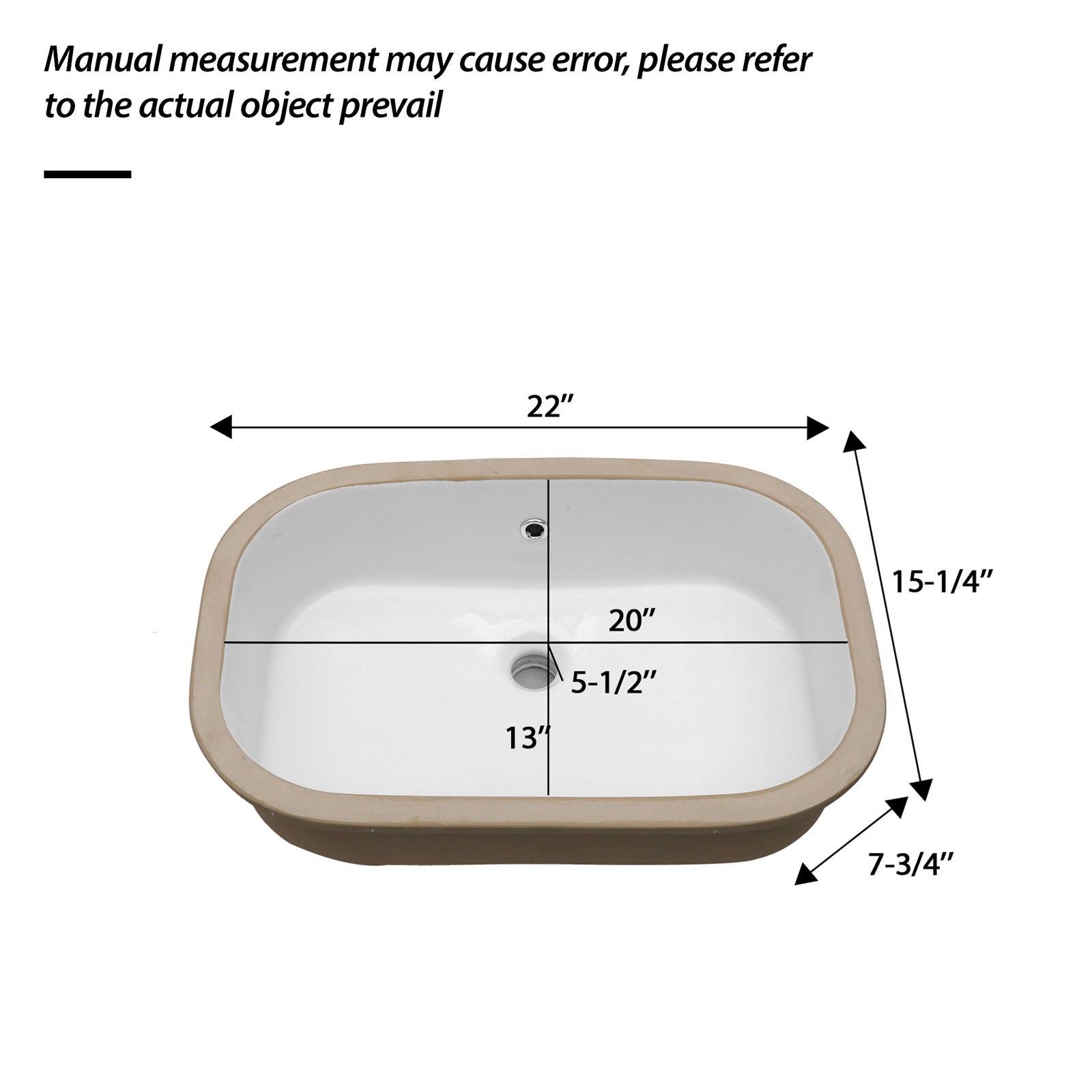 Undermount Bathroom Sink 22" X 15.25" With Overflow Sleek, High Temperature Fired, Stain Resistant, Smooth Polished Surface - White by HouseOfZazla