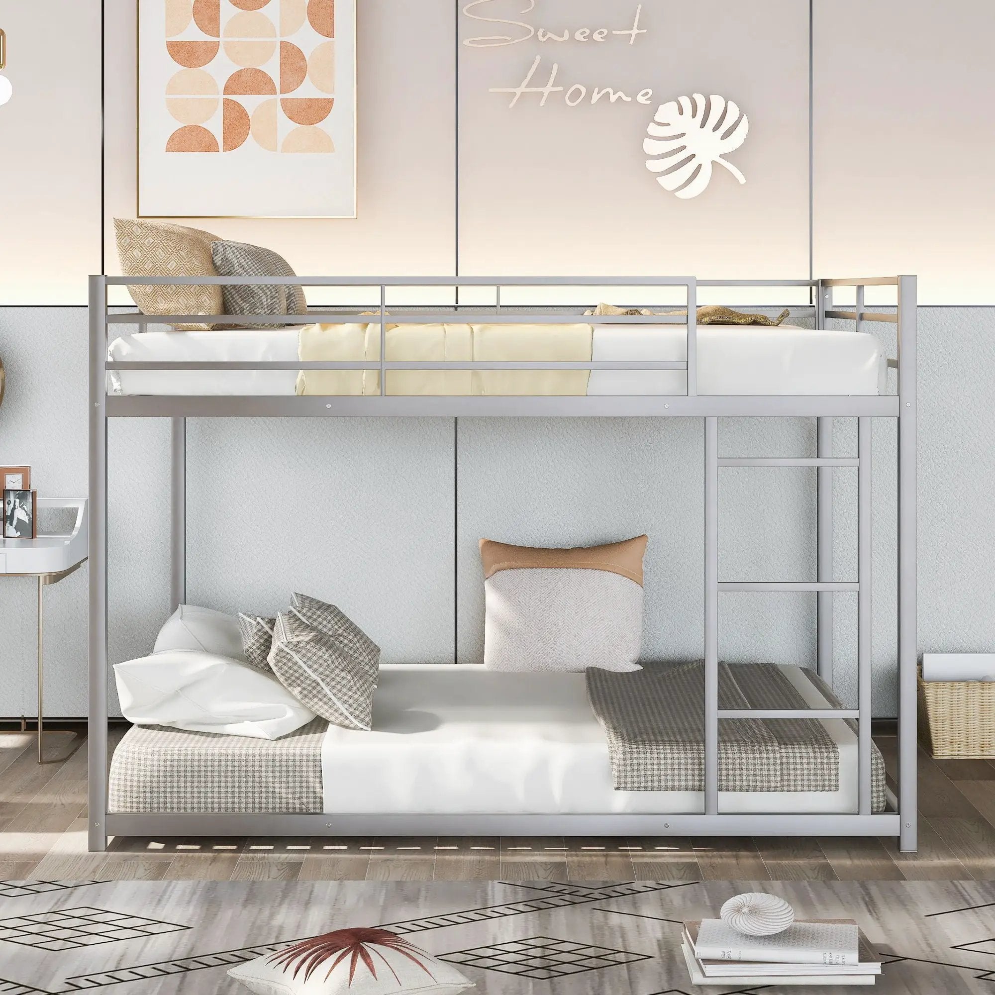 Metal Bunk Bed, Low Bunk Bed With Ladder by Unique Piece Furniture
