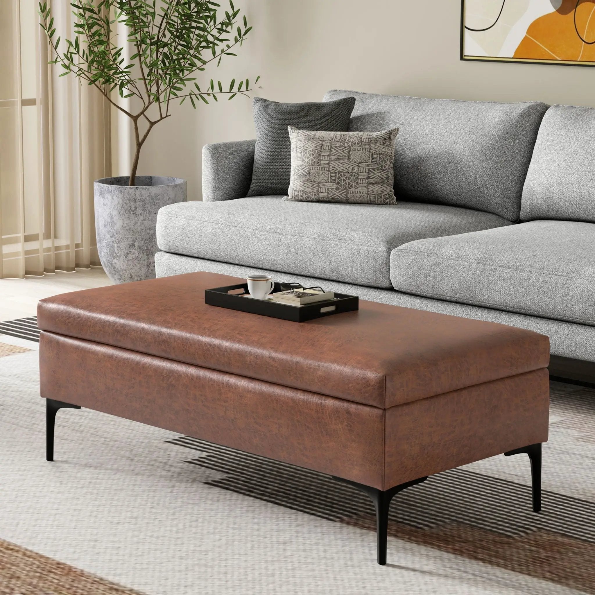 Rebecca - Multifunctional Coffee Table Storage Ottoman With Lift Up Lid by Unique Piece Furniture