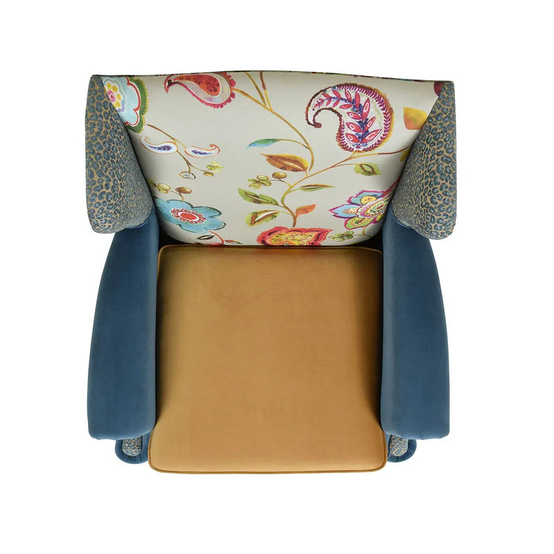 Anya - Boho Chic Wingback Accent Arm Chair - Floral / Leopard / Blue Teal / Yellow Gold by Unique Piece Furniture