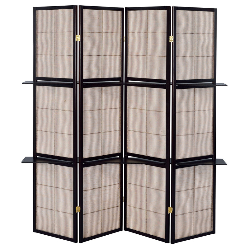 4 Panel Folding Screen With Shelves - Brown by HouseOfZazla