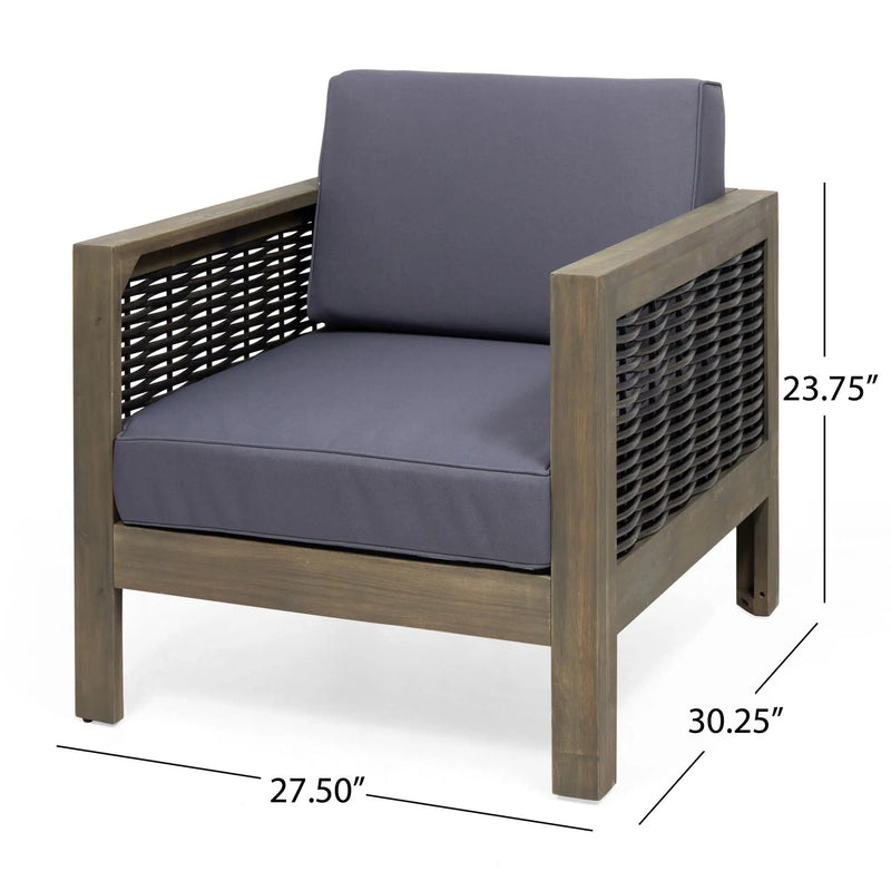 Outdoor Acacia Wood Club Chair With Wicker Accents by HouseOfZazla