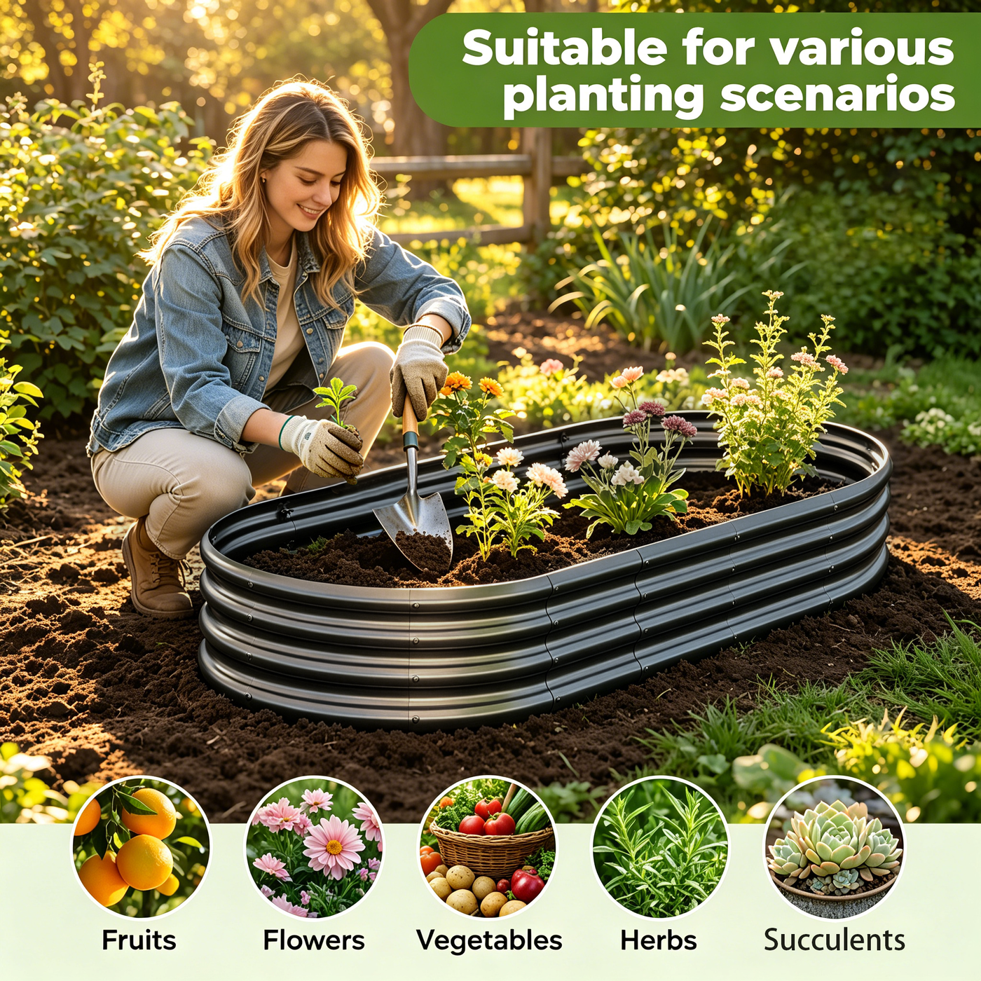Galvanized Raised Garden Bed 8x4x1ft by HouseOfZazla