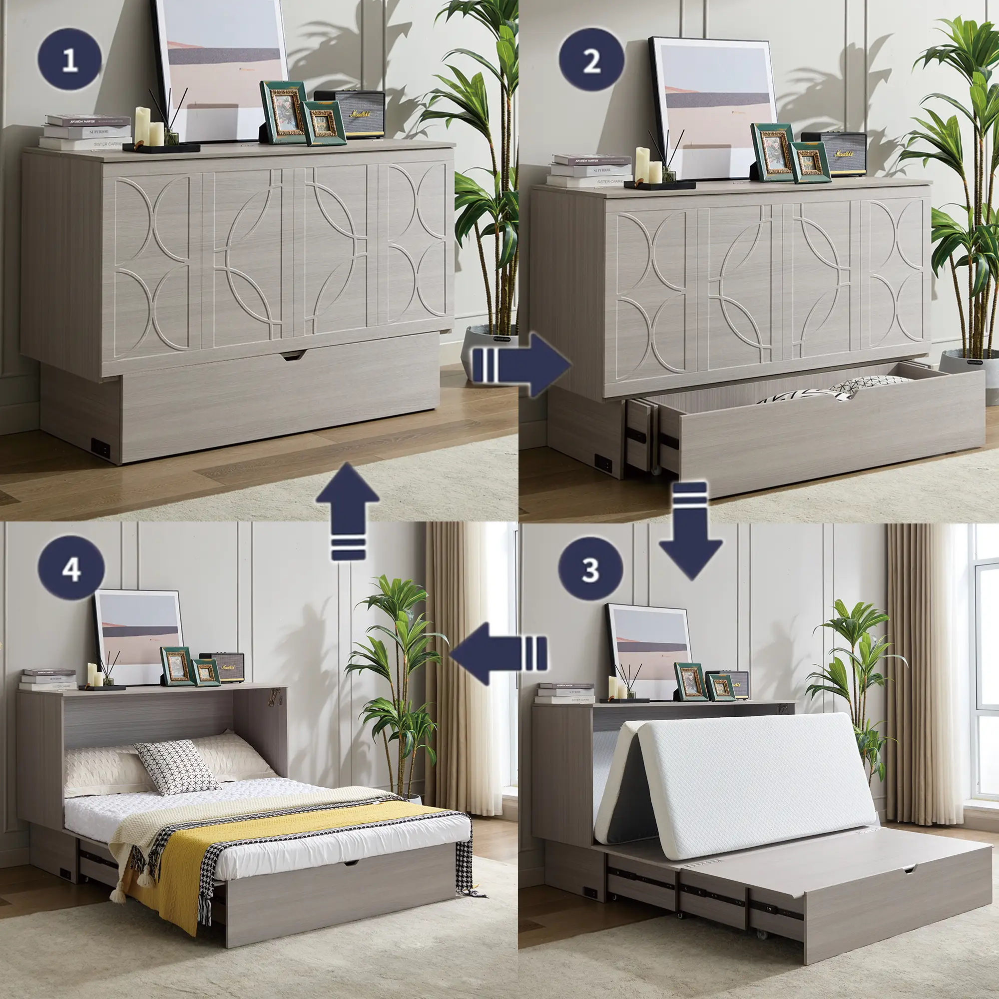 Cabinet Bed with Storage and Foam Mattress by HouseOfZazla