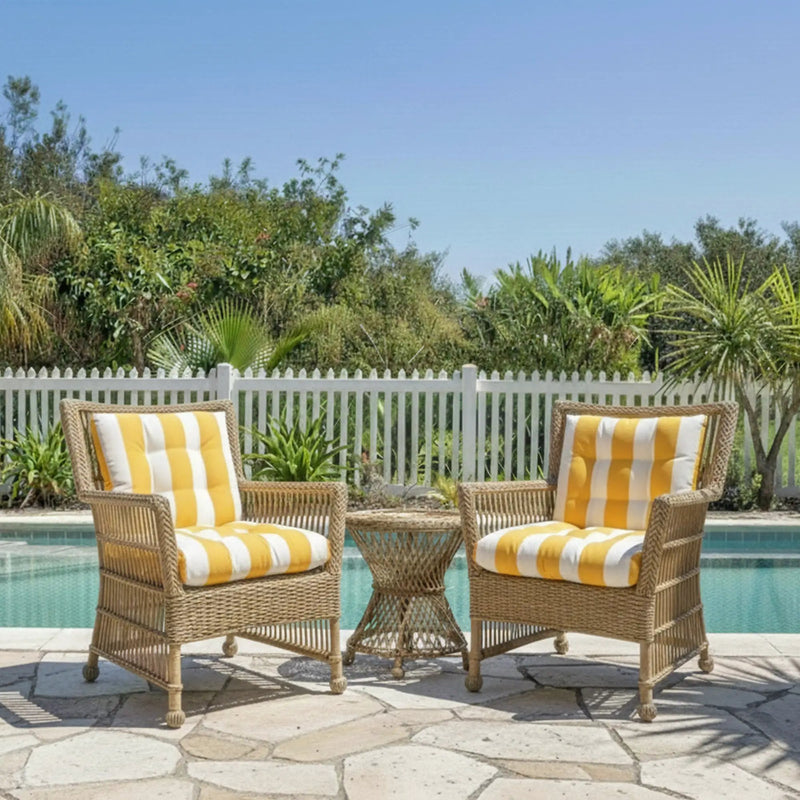 Outdoor Chair Cushions Set of 2 - 19 x 19 x 4 Inch Tufted Seat Cushions by HouseOfZazla