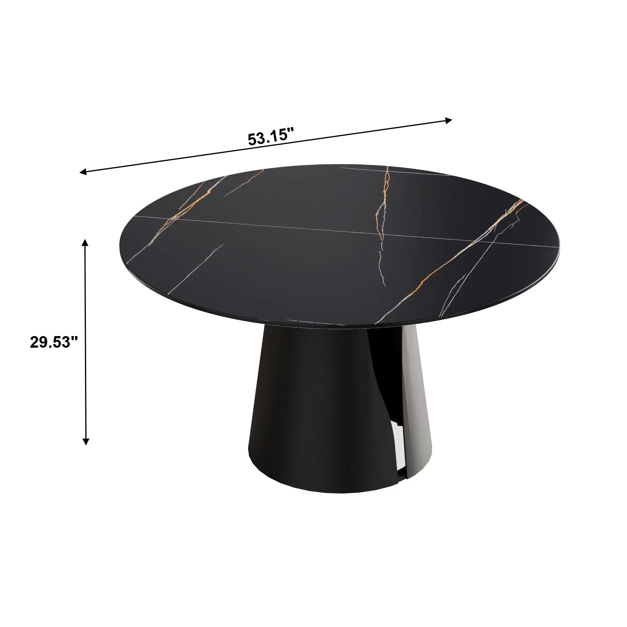 Modern Artificial Stone Round Carbon Steel Base Dining Table, Can Accommodate 6 People - Black by HouseOfZazla