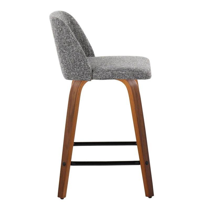 Toriano - Mid Century Modern Fixed Height Counter Stool With Swivel With Square Footrest (Set of 2) by HouseOfZazla