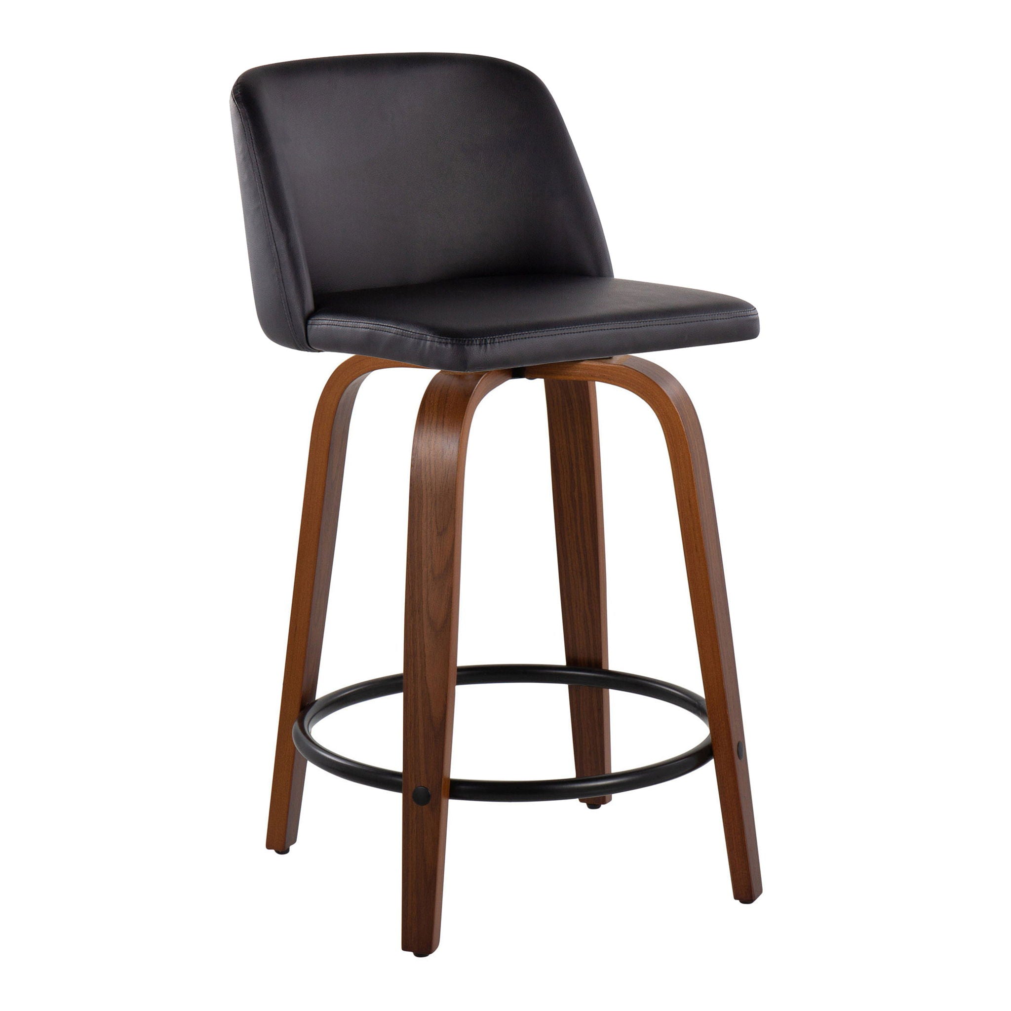 Toriano - Mid Century Modern, Fixed Height Counter Stool & Swivel And Round Footrest (Set of 2) by HouseOfZazla