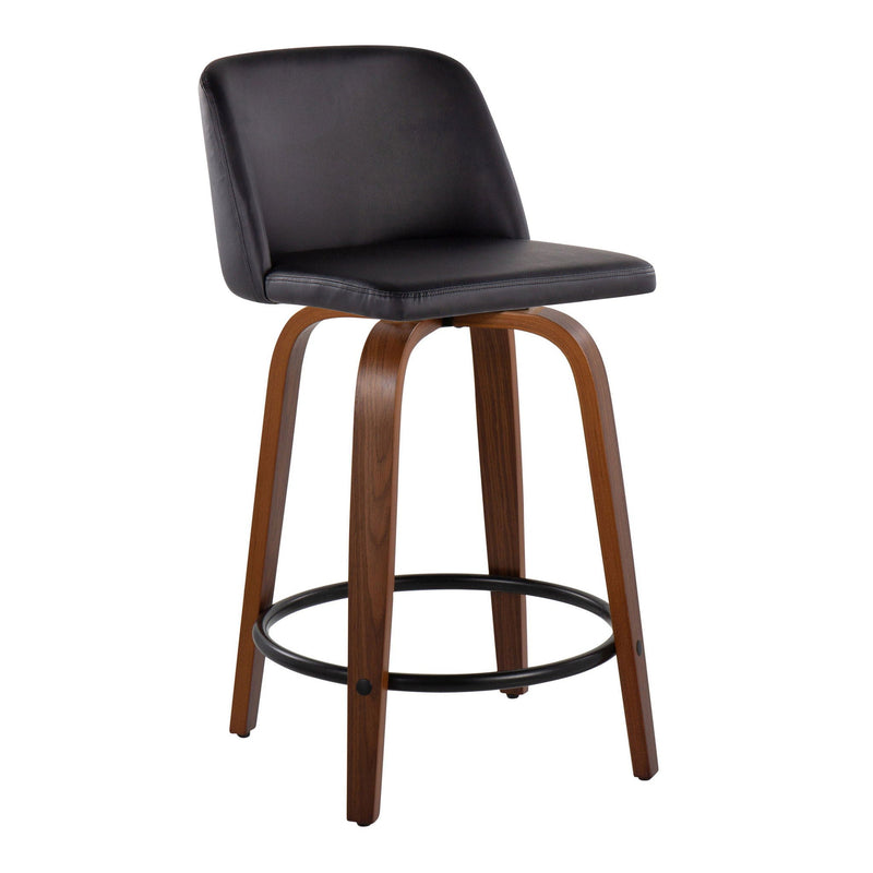 Toriano - Mid Century Modern, Fixed Height Counter Stool & Swivel And Round Footrest (Set of 2) by HouseOfZazla