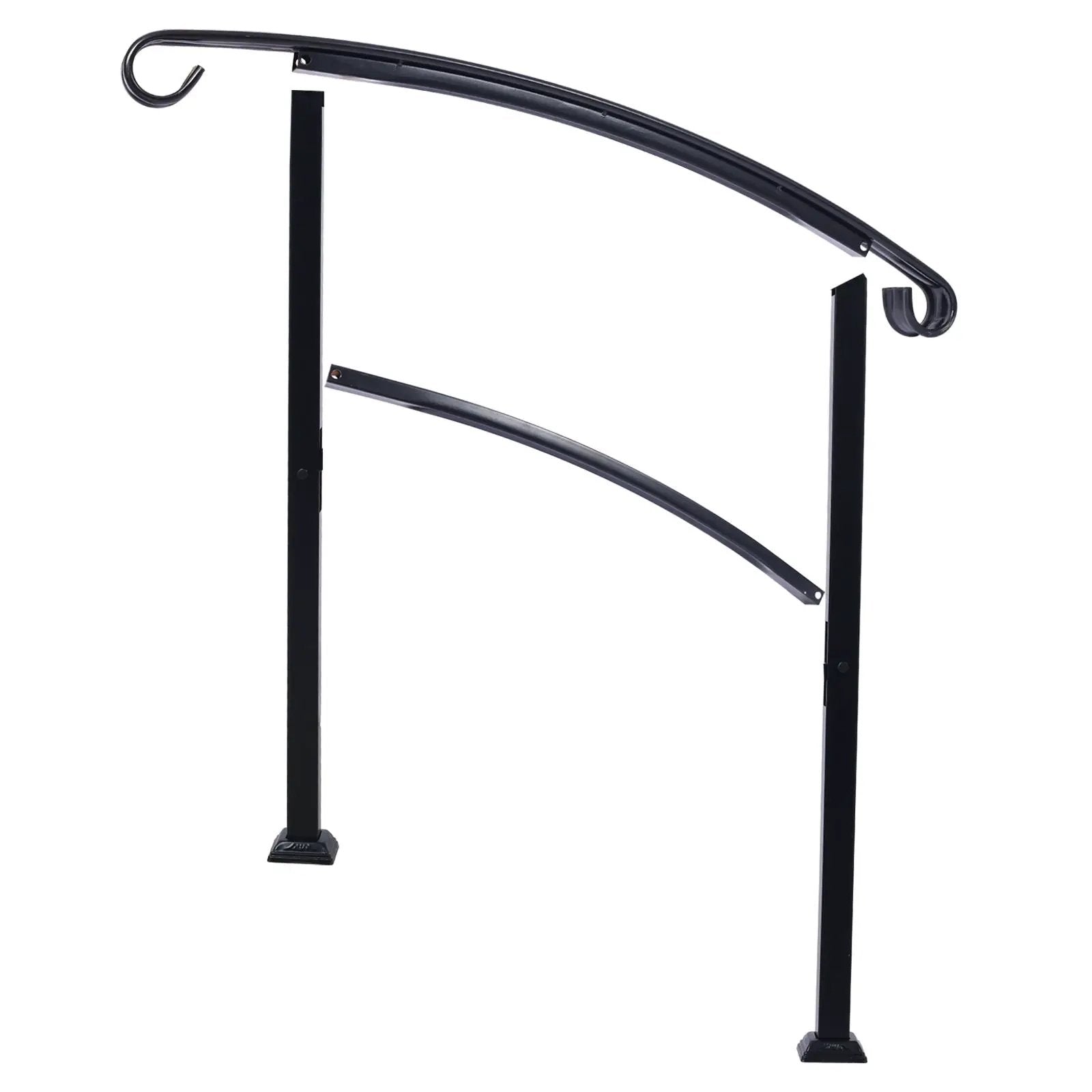 Handrails For Outdoor Steps, Fit 1 Or 3 Steps Outdoor Stair Railing, Flexible Front Porch Hand Rail, Transitional Handrails For Concrete Steps Or Wooden Stairs - Black by Unique Piece Furniture