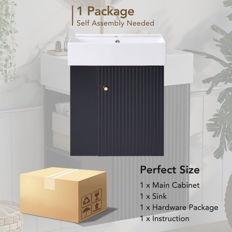 Modern Floating Bathroom Vanity With Ceramic Basin Perfect For Small Bathrooms by HouseOfZazla