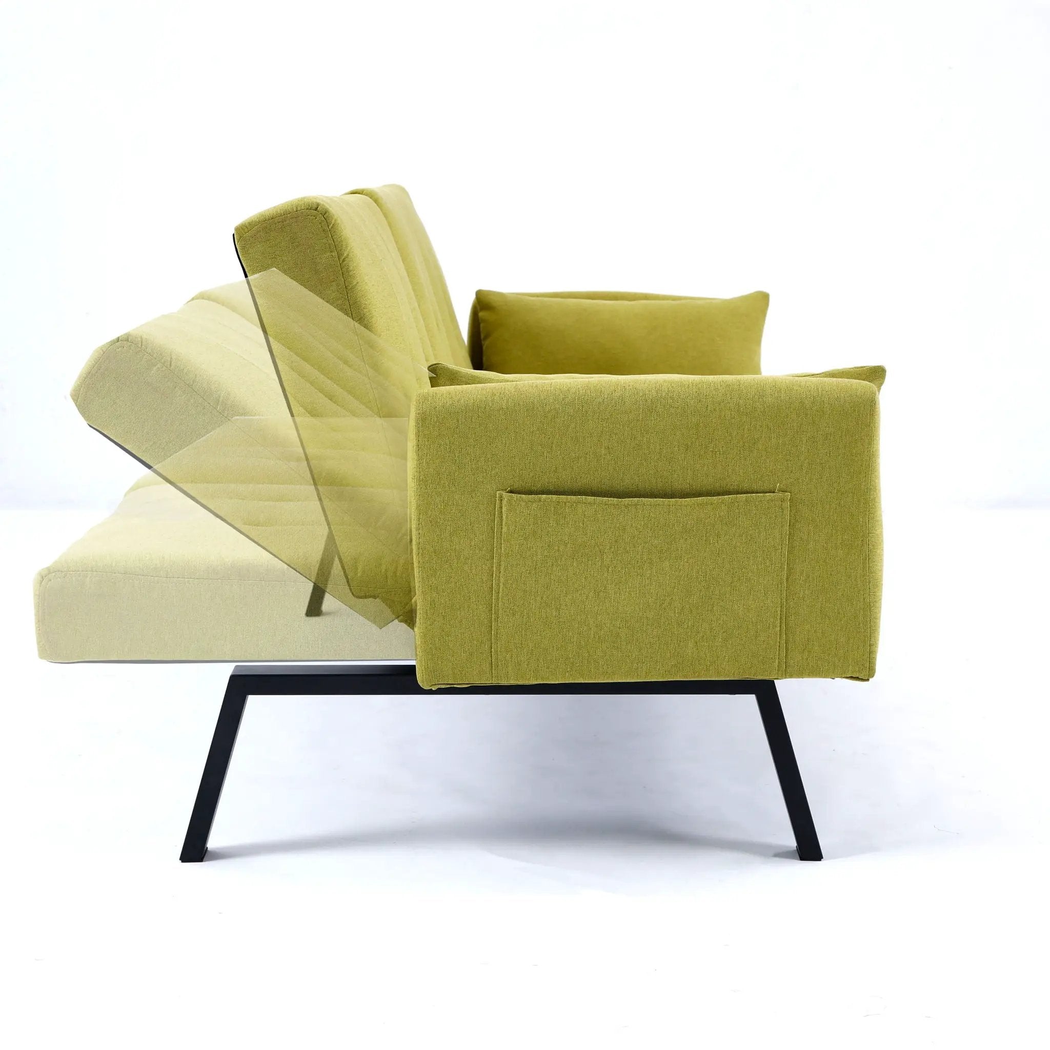 Sofa Bed With Foldable Design And Cup Holder - Green by HouseOfZazla