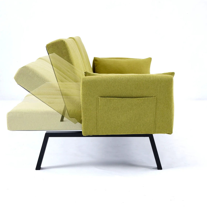 Sofa Bed With Foldable Design And Cup Holder - Green by HouseOfZazla