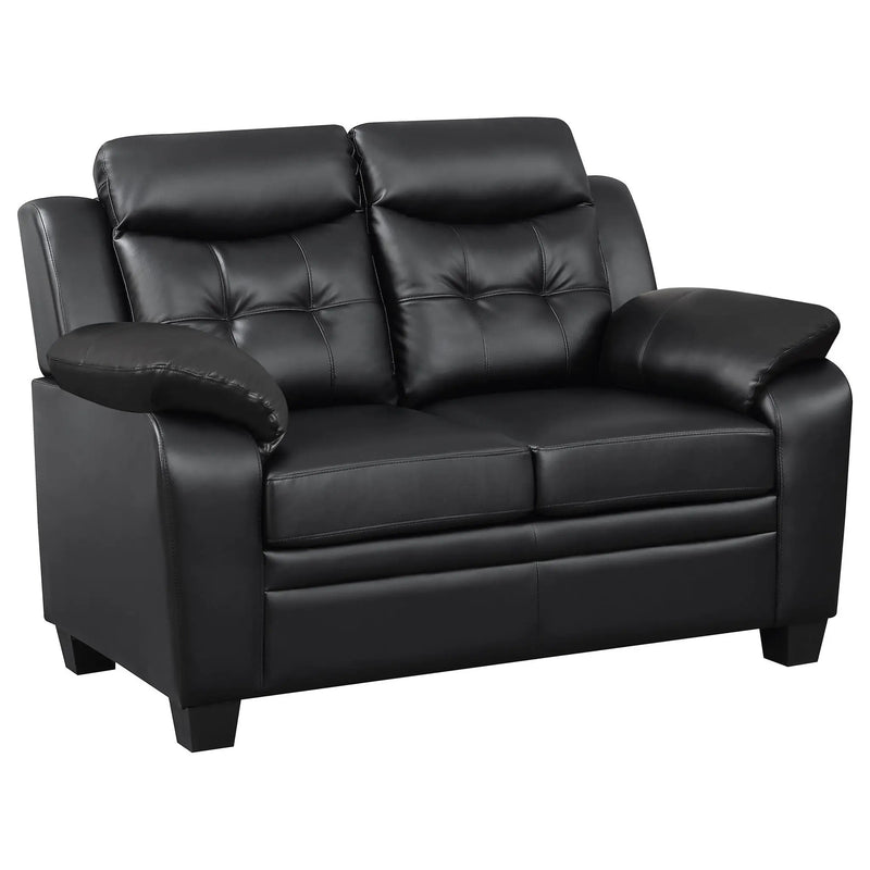 Finley 2-piece Upholstered Padded Arm Tufted Sofa Set Black by Unique Piece Furniture