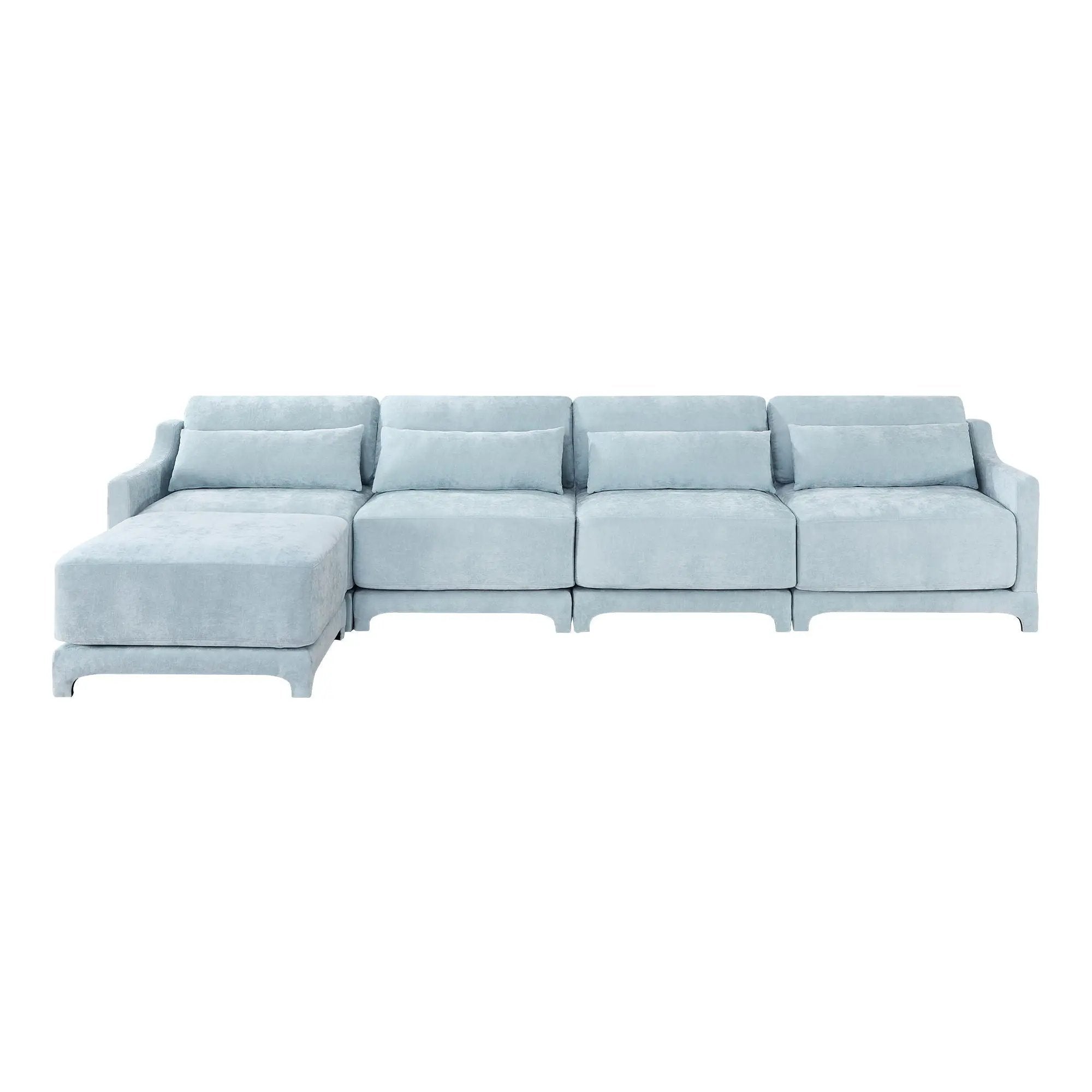 Stylish Sofa With Ottoman And Lumbar Pillows, Ergonomic Design by HouseOfZazla