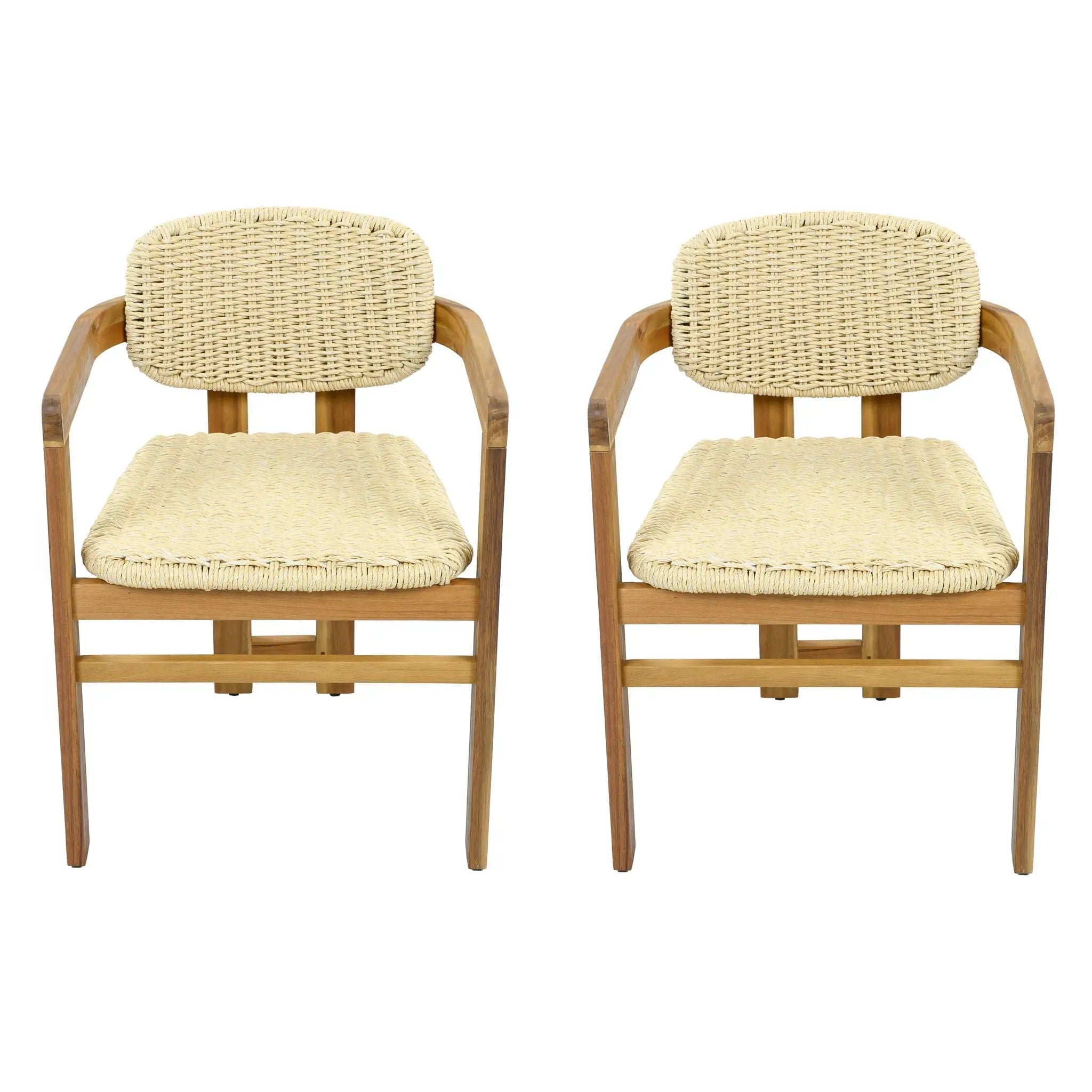 Outdoor Accent Armchairs For Patio (Set of 2) - Natural / Teak by HouseOfZazla