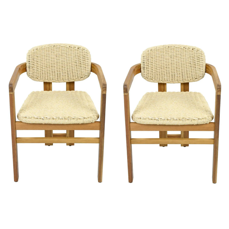 Outdoor Accent Armchairs For Patio (Set of 2) - Natural / Teak by HouseOfZazla