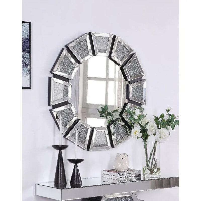 Noralie - Accent Mirror - Mirrored, Faux Diamonds by Unique Piece Furniture