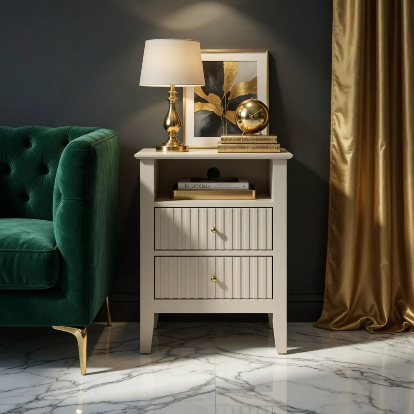 Fluted Nightstand With 2 Drawers by HouseOfZazla