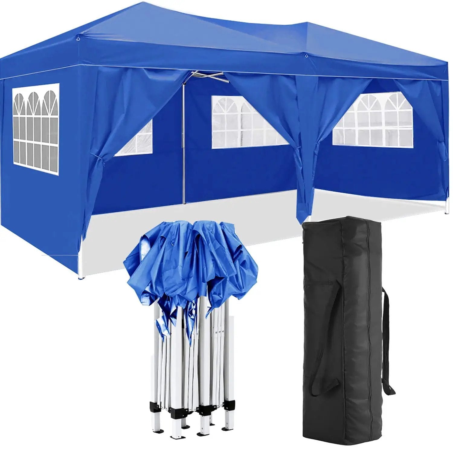 10'X20' Folding Canopy With 6 Removable Sidewalls Outdoor Event Shelter UPF 50+ Gazebo Portable Tents For Parties Beach Camping Wedding Ez Pop Up Canopy by Unique Piece Furniture